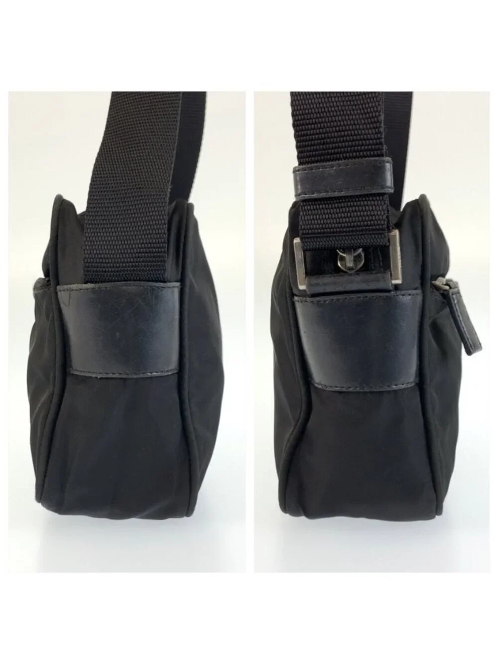 Prada Tessuto Black Silver Nylon Shoulder Bag Pochette